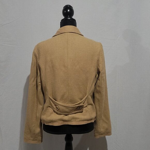 Gap jacket cropped winter fall wool blend coat light brown tan camel neutral - Picture 5 of 16
